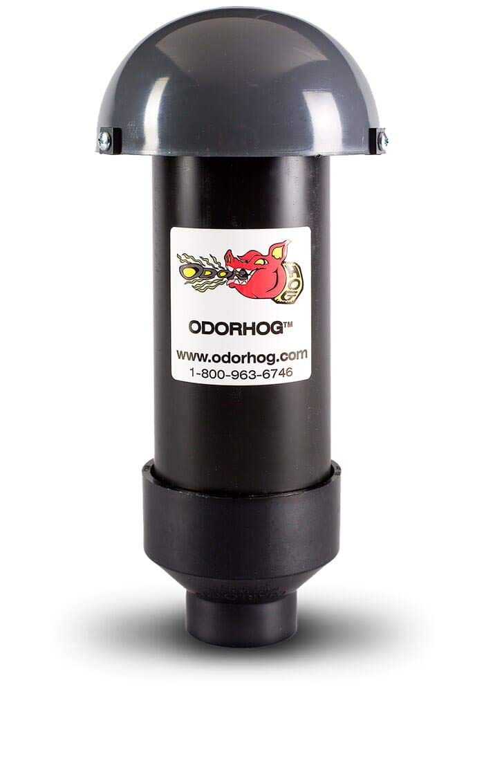 OdorHog Vent Stack Pipe Filter 4 Sizes Black ABS with Mushroom Cap Removes Outdoor Septic and Sewer Odors 15inch