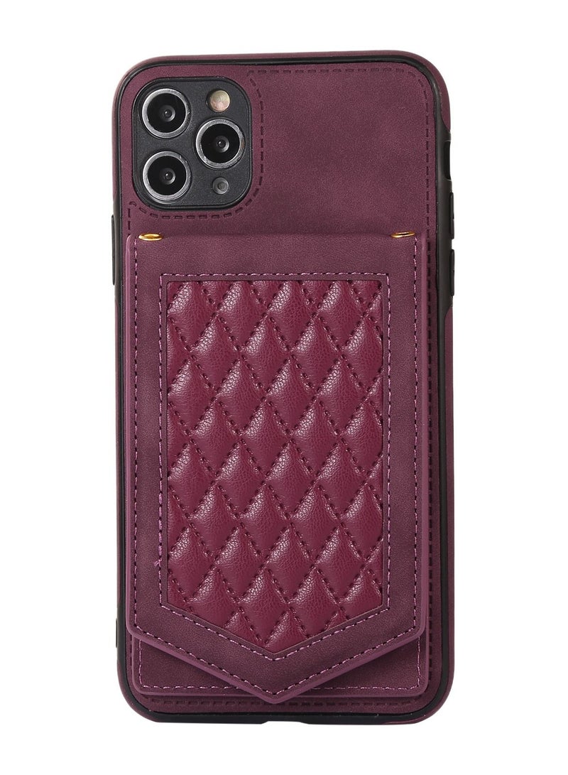 Suteni Back Cover Leather Hidden Card Slots with Mirror Phone Case for iPhone - Image 1