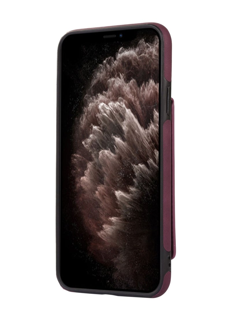 Suteni Back Cover Leather Hidden Card Slots with Mirror Phone Case for iPhone - Image 2