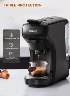 Cafelffe 3-in-1 Espresso Machine with 19 Bar Pressure, Hot/Cold Fast Brew, Single Serve Coffee Maker Compatible with Nes Original/DG Pods/Coffee Powder, Compact Design for Home/Office  - Image 2