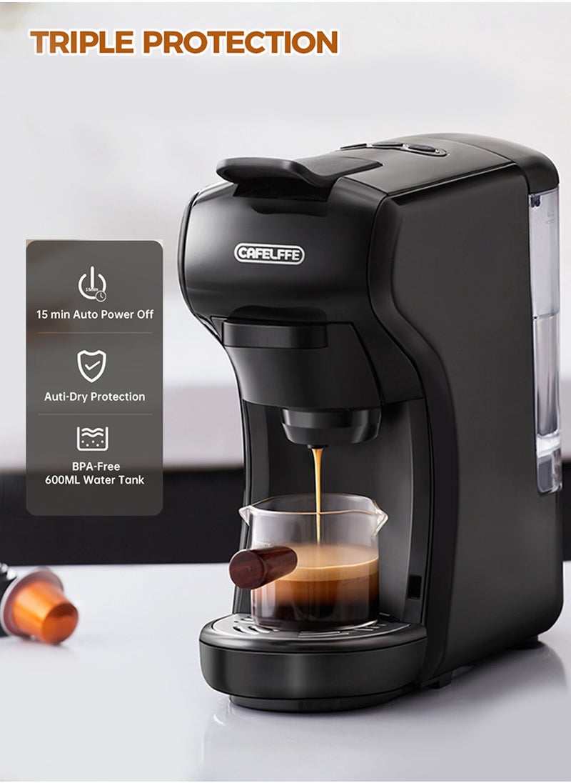 Cafelffe - 3-in-1 Espresso Machine with 19 Bar Pressure, Hot/Cold Fast Brew, Single Serve Coffee Maker Compatible with Nes Original/DG Pods/Coffee Powder, Compact Design for Home/Office - Image 1