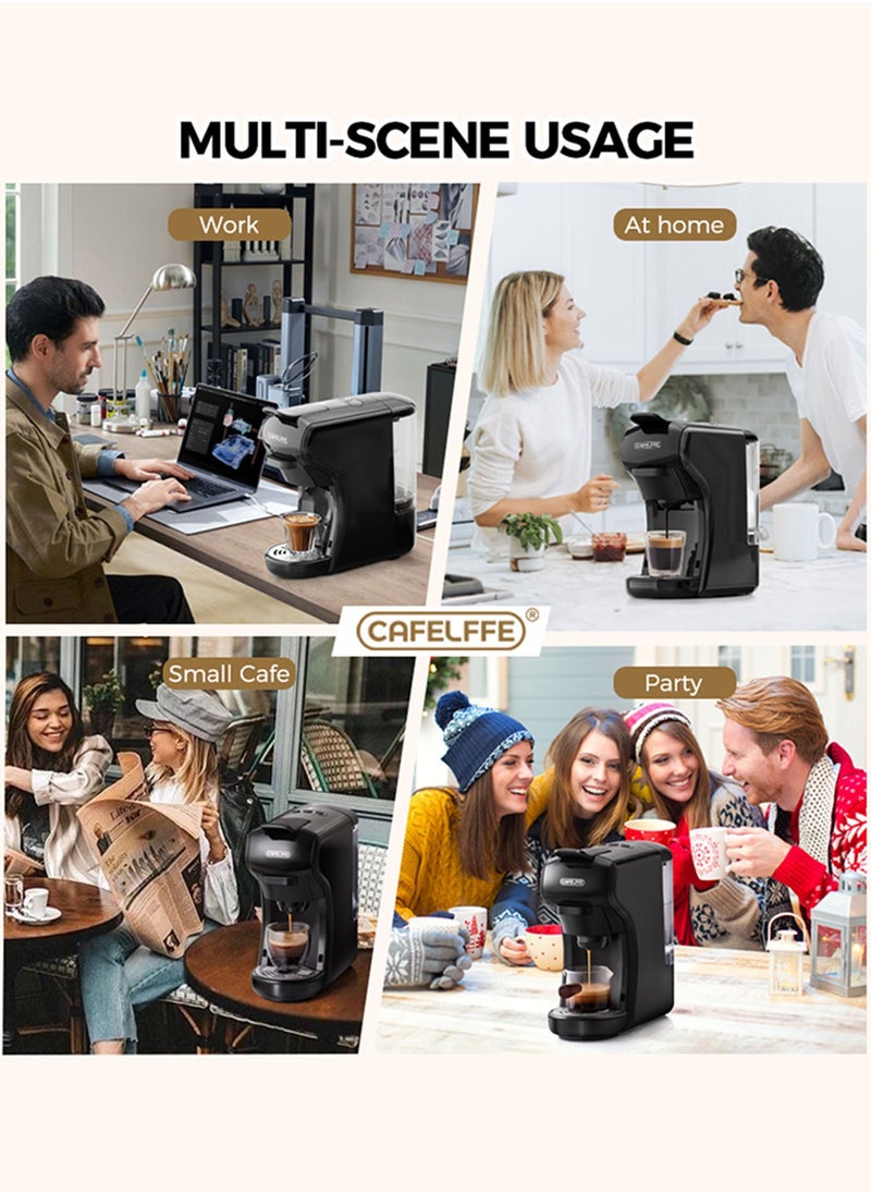 Cafelffe - 3-in-1 Espresso Machine with 19 Bar Pressure, Hot/Cold Fast Brew, Single Serve Coffee Maker Compatible with Nes Original/DG Pods/Coffee Powder, Compact Design for Home/Office - Image 1