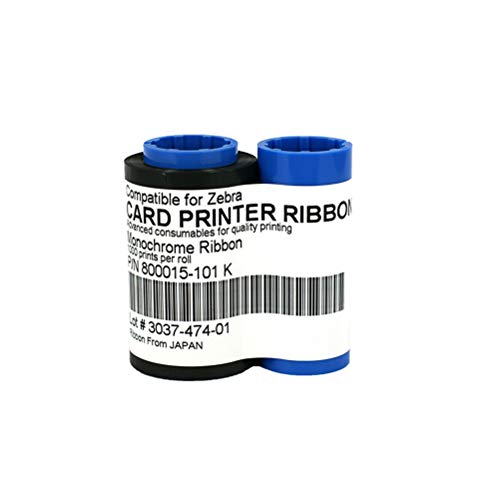 PARTSHE 800015-101 Black Monochrome Ribbon for Zebra P330i P420i P430i Card Printers, 1000 Prints - Image 1