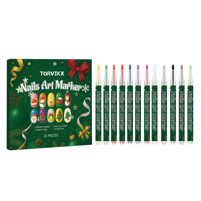 TORVIKX DIY Christmas Nail Art Painting Pen - Water-Based, Easy-to-Use for Coloring and Detailing - Image 5