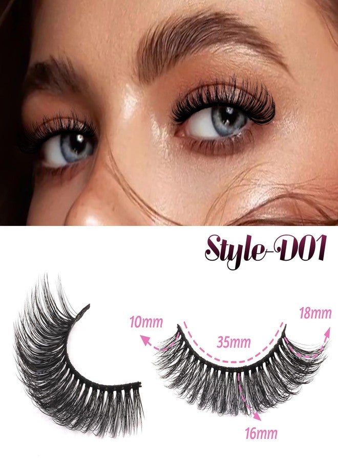 Veleasha Russian Strip Lashes D Curl False Eyelashes Fluffy Wispy Faux Mink Lashes 10 Pairs Pack (D01) - Image 5