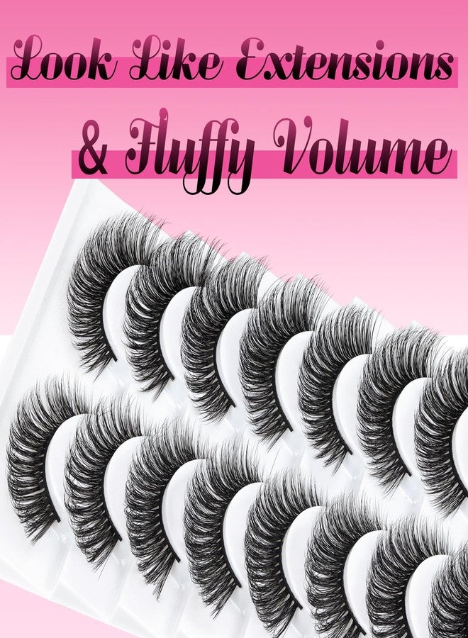 Veleasha Russian Strip Lashes D Curl False Eyelashes Fluffy Wispy Faux Mink Lashes 10 Pairs Pack (D01) - Image 3