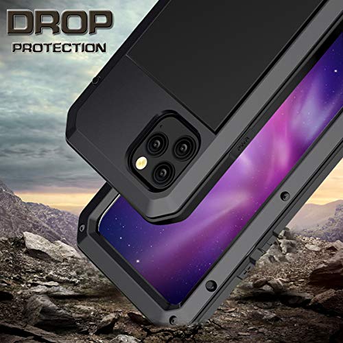Marrkey for iPhone 11 Pro Max Case,Full Body Protective Heavy Duty Shockproof Tough Armour Aluminum Alloy Metal Case with Silicone Built-in Screen Protector for iPhone 11 Pro Max 6.5 Inch - Black - Image 4