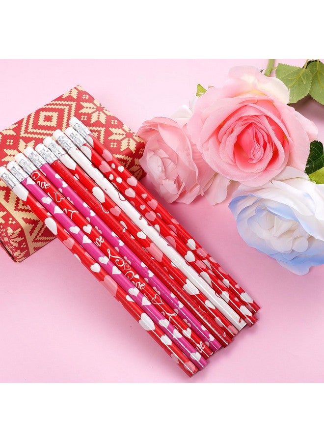 Nydotd 50Pcs Valentines Day Pencils, Valentines Wood Pencils Bulk With Erasers For Kids Party Favors Valentine'S Day Exchange Gifts Goodie Bags Fillers Giveaways School Classroom Rewards Heart Pattern - Image 5