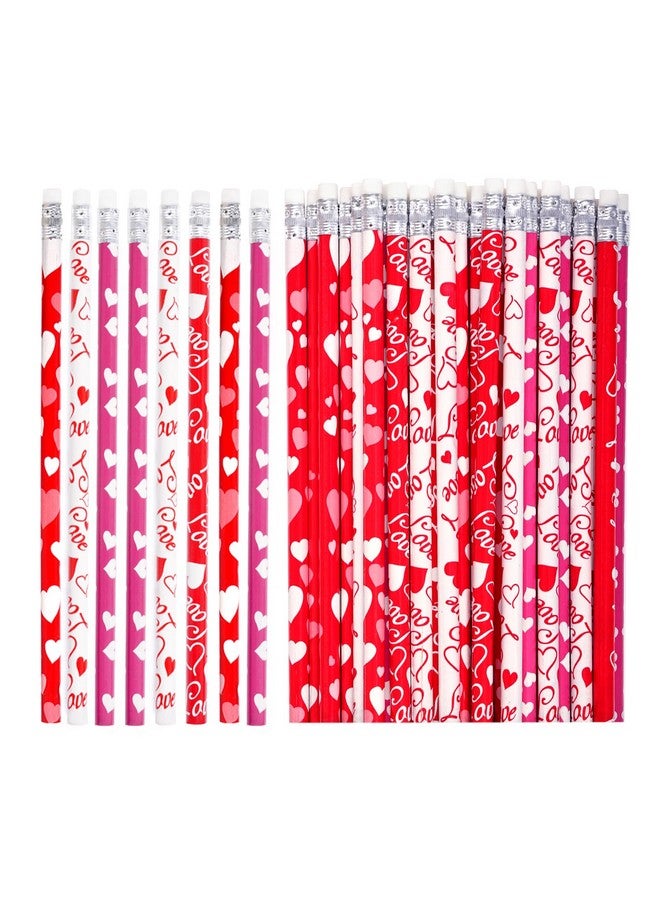 Nydotd 50Pcs Valentines Day Pencils, Valentines Wood Pencils Bulk With Erasers For Kids Party Favors Valentine'S Day Exchange Gifts Goodie Bags Fillers Giveaways School Classroom Rewards Heart Pattern - Image 1