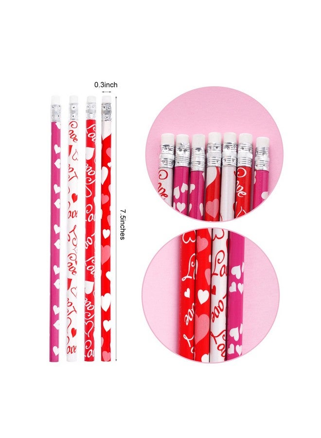 Nydotd 50Pcs Valentines Day Pencils, Valentines Wood Pencils Bulk With Erasers For Kids Party Favors Valentine'S Day Exchange Gifts Goodie Bags Fillers Giveaways School Classroom Rewards Heart Pattern - Image 2