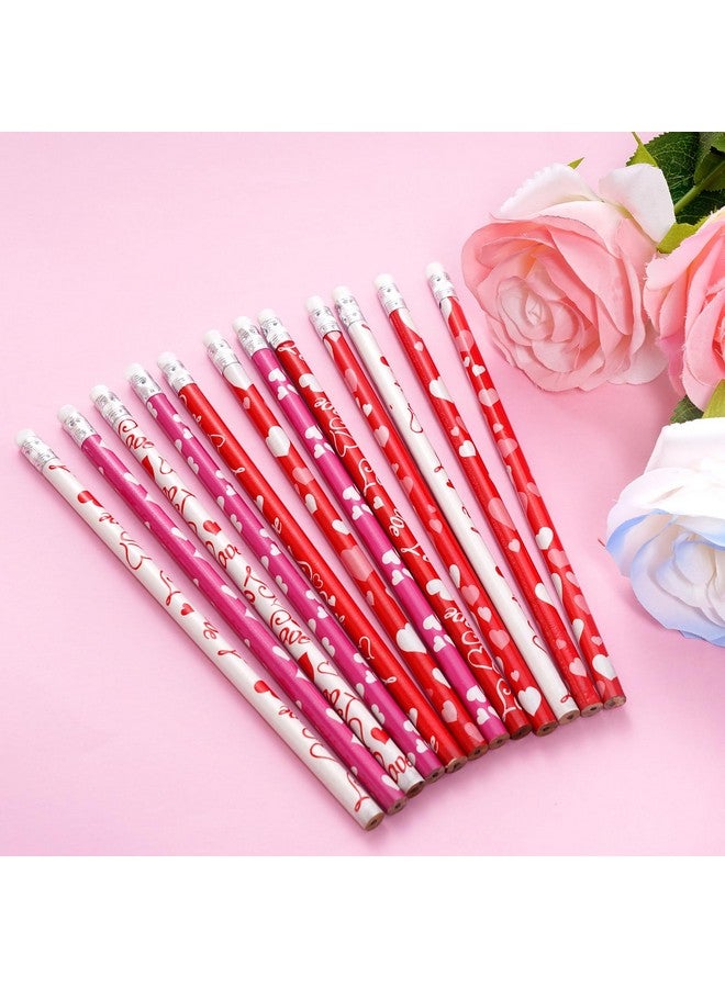 Nydotd 50Pcs Valentines Day Pencils, Valentines Wood Pencils Bulk With Erasers For Kids Party Favors Valentine'S Day Exchange Gifts Goodie Bags Fillers Giveaways School Classroom Rewards Heart Pattern - Image 4