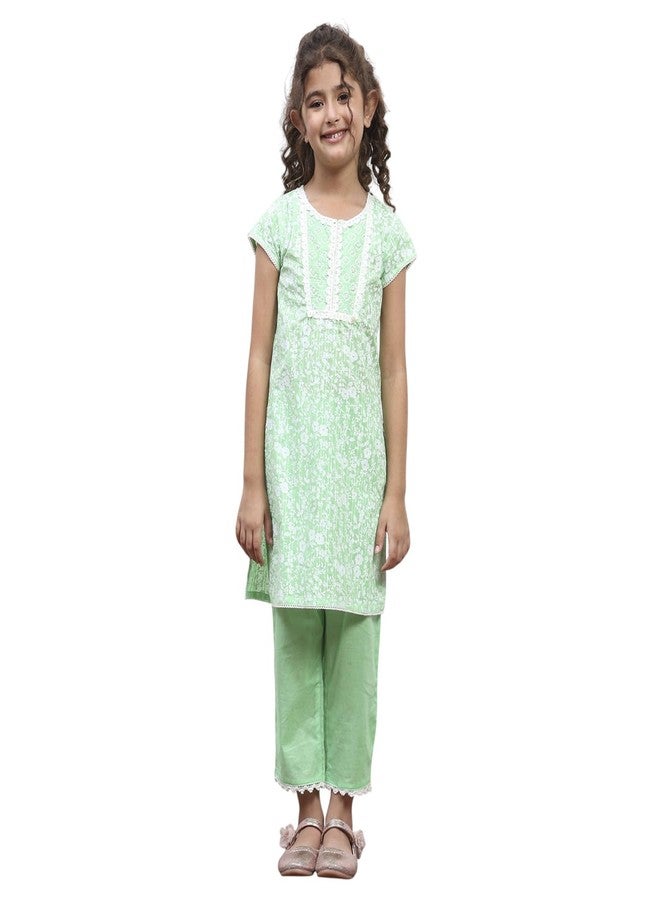 Biba Girl's Cotton Kurta Set (KW5169ESS25GRN - Image 1
