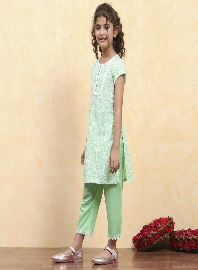 Biba Girl's Cotton Kurta Set (KW5169ESS25GRN - Image 3