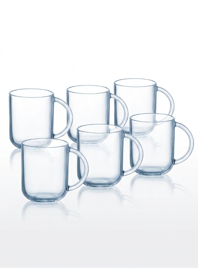 Luminarc Troquet 6 piece Tea & Coffee Mug Set 25 cl, Tempered Glass, Dishwasher safe, Micowave safe - Image 1