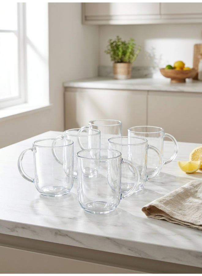 Luminarc Troquet 6 piece Tea & Coffee Mug Set 25 cl, Tempered Glass, Dishwasher safe, Micowave safe - Image 2
