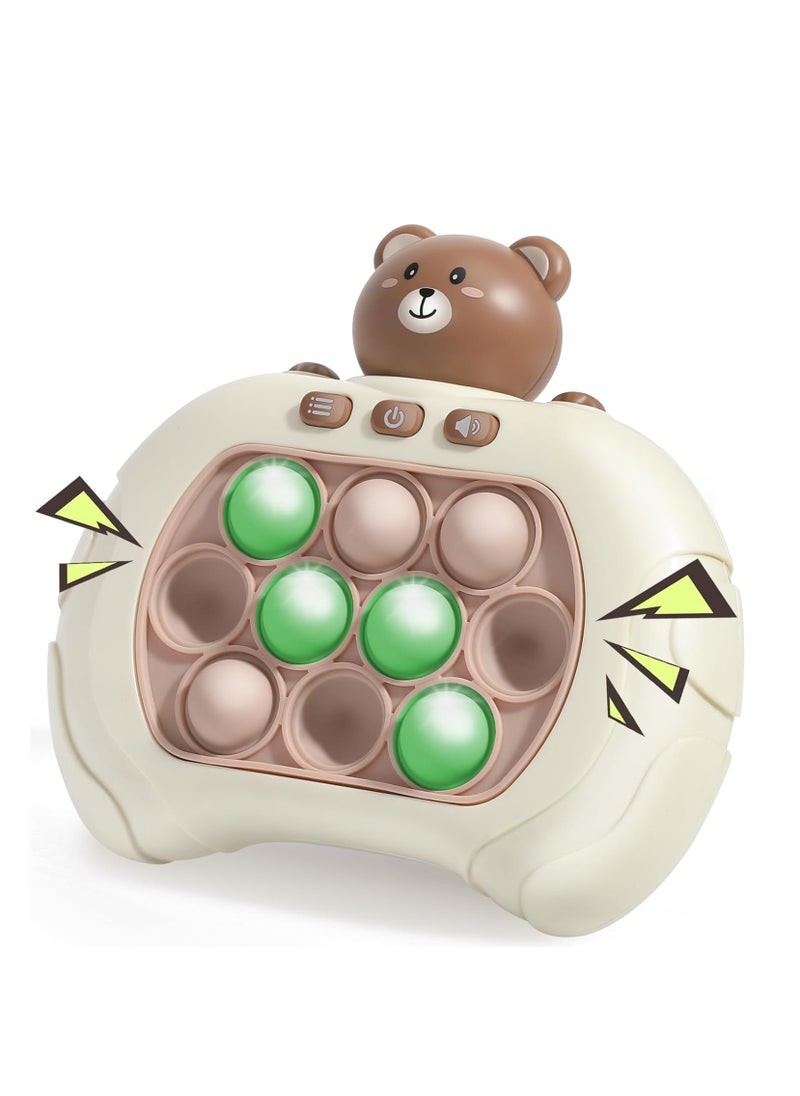 YelaJoy Quick Push Pop Game It Fidget Toys Pro for Kids Adults, Handheld Puzzle Game Machine, Squeeze Poppet Sensory Fast Push Bubble Toy, Xmas Birthday Gifts for Boys Girls (Bear Green Light)  - Image 1