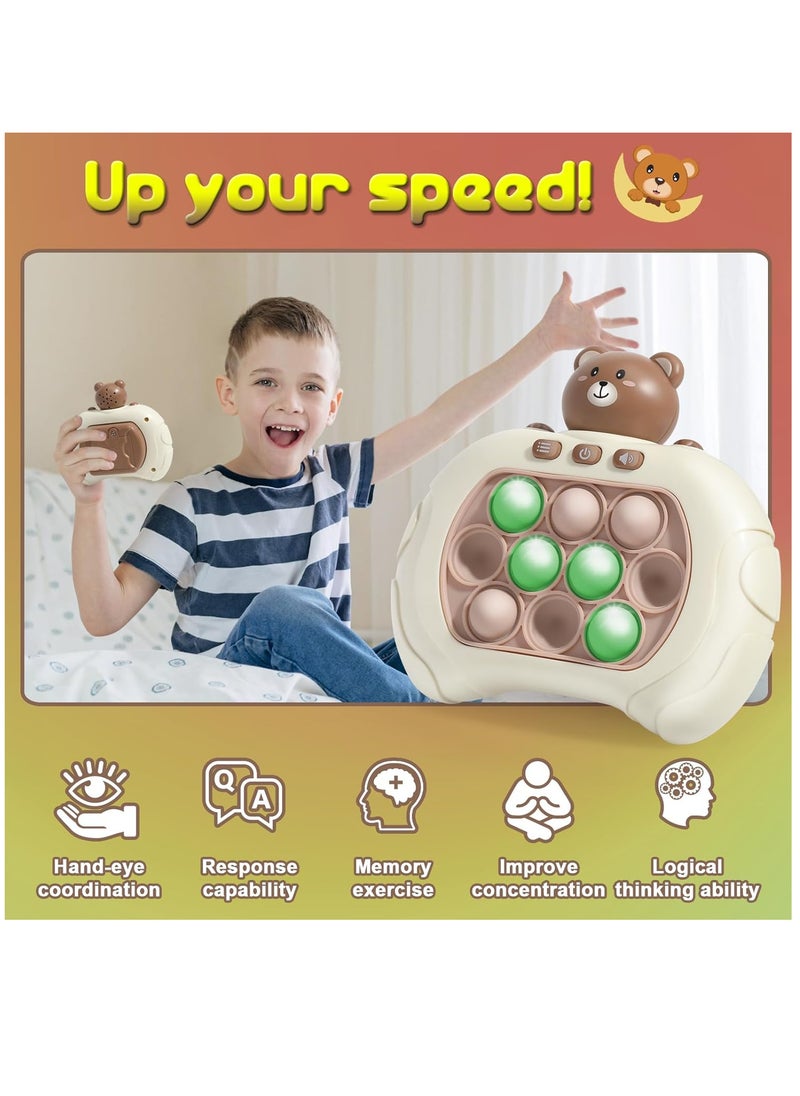 YelaJoy Quick Push Pop Game It Fidget Toys Pro for Kids Adults, Handheld Puzzle Game Machine, Squeeze Poppet Sensory Fast Push Bubble Toy, Xmas Birthday Gifts for Boys Girls (Bear Green Light)  - Image 5