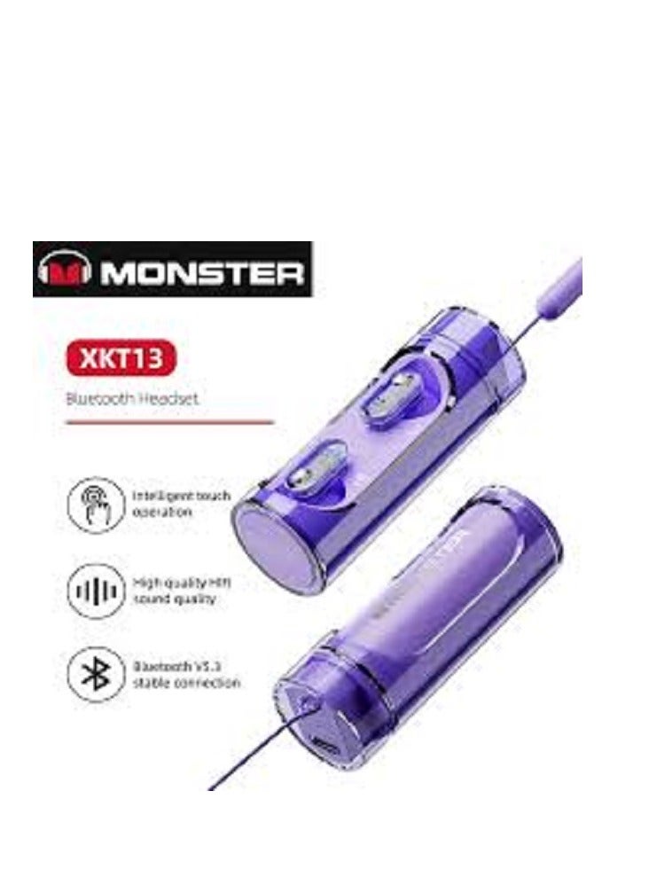 Monster XKT13 Wireless Bluetooth Earbuds Gaming Headphones Deep Bass Low Latency Game Headset with Built-in Microphone For Gaming Noise Canceling Headsets Violet - Image 2