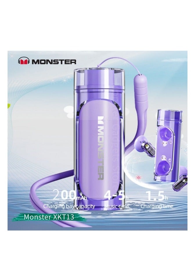 Monster XKT13 Wireless Bluetooth Earbuds Gaming Headphones Deep Bass Low Latency Game Headset with Built-in Microphone For Gaming Noise Canceling Headsets Violet - Image 1
