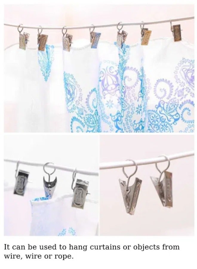 Generic 20 pieces of multifunctional universal iron clips, curtain hooks, household stainless steel anti rust shower curtain clips, storage and drying hook accessories - Image 2