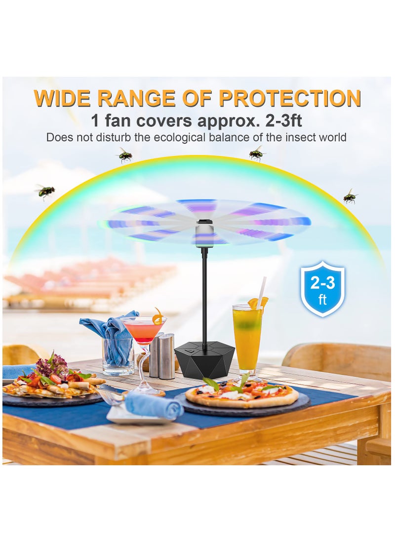 Generic Automatic Fly Repellent Fan with Soft Blades - 2PCS Portable Electric Bug Repellent Fans for Restaurants, Picnics, BBQs, and Camping - Keep Flies and Bugs Away, Black  - Image 2