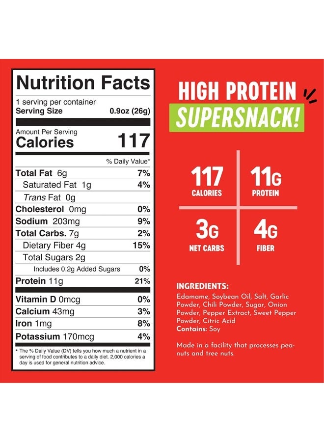 THE ONLY BEAN عبوة وجبات إدامامي المحمصة المقرمشة (سيراشا)، طعام كيتو بروتين، خالي من الجلوتين، وجبات آسيوية صينية كورية يابانية، وجبة خفيفة حارة حارة منخفضة 100 سعرة حرارية، 0.9 أونصة 10 عبوات - Image 2