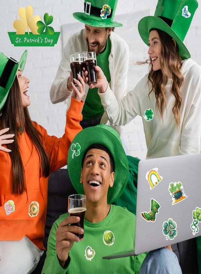 Cuteliili 105 Pcs St. Patrick's Day Water Bottle Sticker, St Patricks Day Party Favors Irish Holiday Stickers Flag Leprechaun Green Shamrock Face Stickers Clover Phone Sticker - Image 4