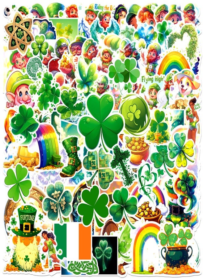 Cuteliili 105 Pcs St. Patrick's Day Water Bottle Sticker, St Patricks Day Party Favors Irish Holiday Stickers Flag Leprechaun Green Shamrock Face Stickers Clover Phone Sticker - Image 1