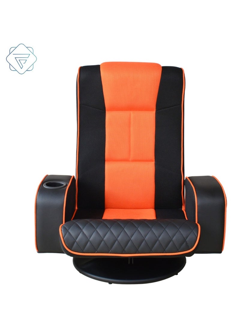 Floor Gaming Chair w/Armrests,Folding Video Reclining Sofa w/6 Adjustable Position, Padded Backrest & Cushion, Lazy Lounger Couch for E-Sports, Reading, Relaxing, Watching TV, 360° Swivel - Image 2