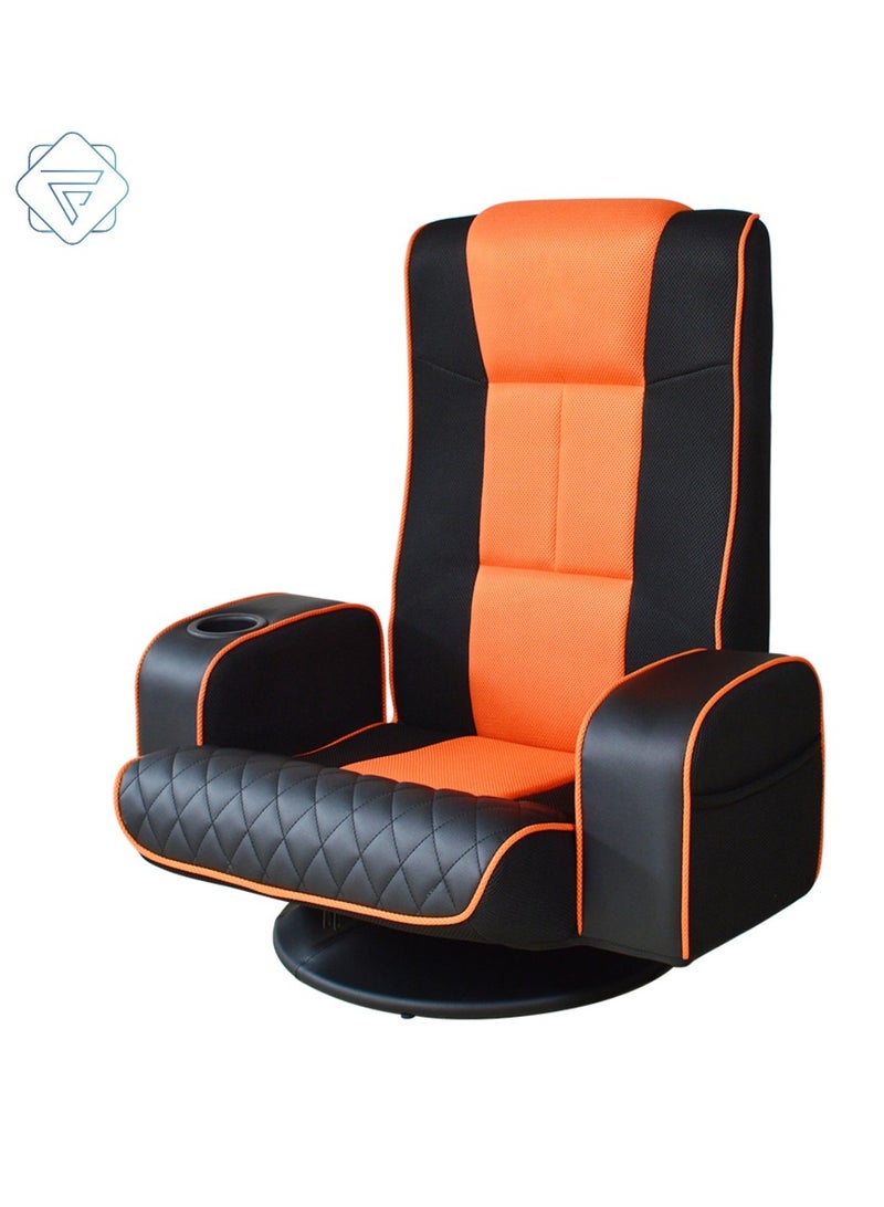 Floor Gaming Chair w/Armrests,Folding Video Reclining Sofa w/6 Adjustable Position, Padded Backrest & Cushion, Lazy Lounger Couch for E-Sports, Reading, Relaxing, Watching TV, 360° Swivel - Image 3