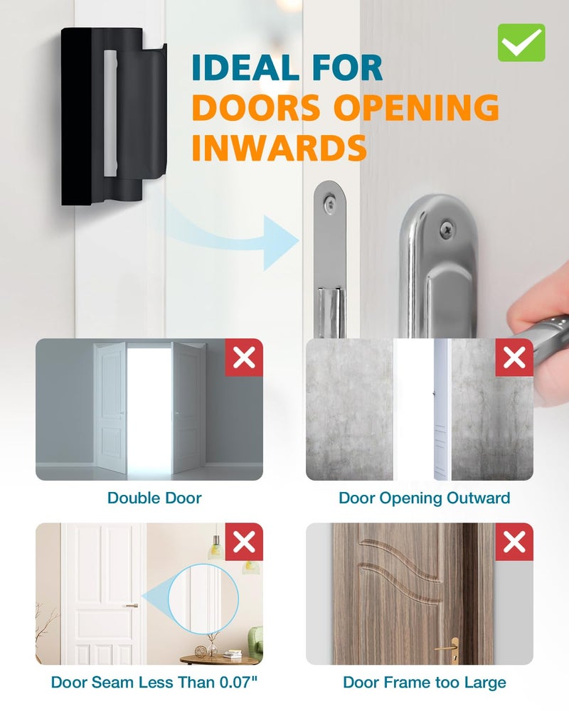 WINONLY Home Security Door Reinforcement Lock - Child Proof Door Locks for Front Door Child Safety Lock High Door Locks for Kids Safety Withstand 800 lbs Top Flip Door Latch Lock for Inward Swinging Door - Image 5