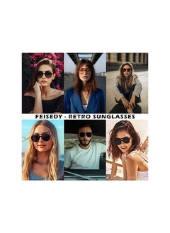 FEISEDY Retro Sunglasses for Women Men Square 70s Classic Double Bridge UV400 Lens Frame Sun Glasses B2394  - Image 4