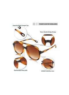 FEISEDY Retro Sunglasses for Women Men Square 70s Classic Double Bridge UV400 Lens Frame Sun Glasses B2394  - Image 2