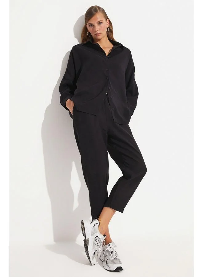 جون June Loose Fit Shirt-Trouser Set Black