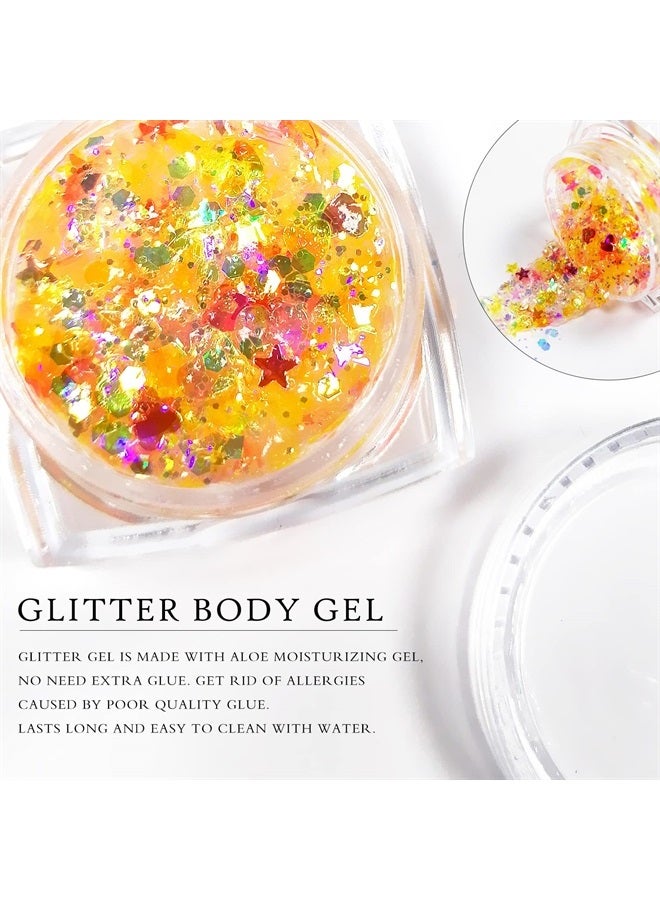 Ownest 12 Colors Holographic Chunky Glitter Gel Set, Christmas Party Makeup Face Body Eye Lips Hair Nail Cosmetic Festival Chunky Glitter Eyeshadow, Mixable, No Need Glue - Image 3