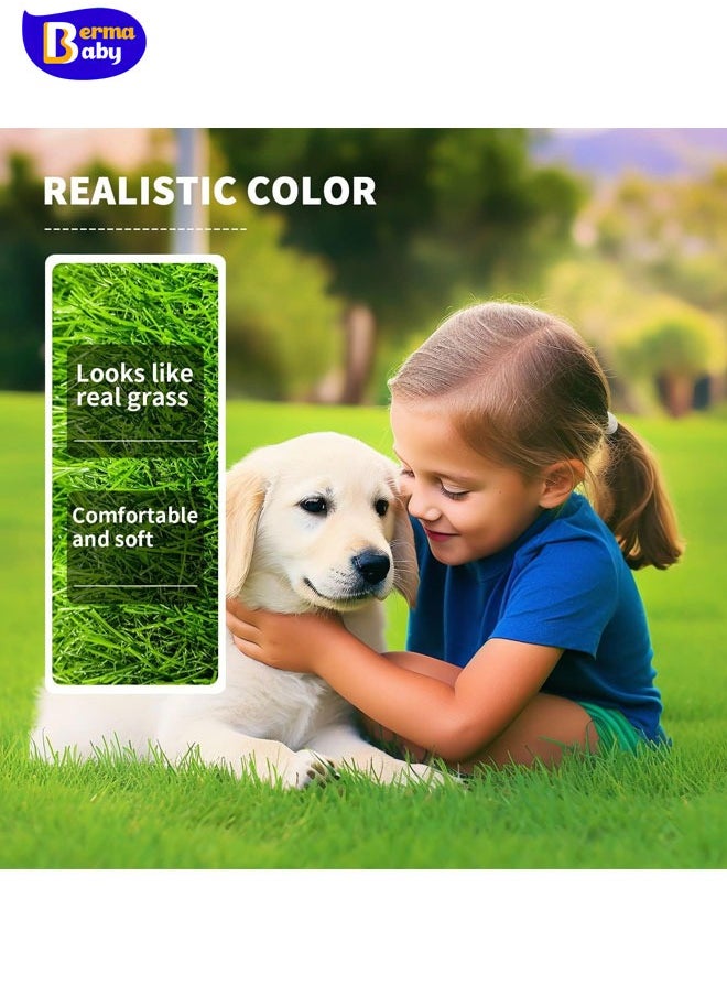 Berma Baby Realistic Artificial Grass Rug Indoor Outdoor, Dog Grass Mat with Drainage Holes and Replacement Artificial Grass Turf, Fake Grass for Garden Lawn Landscape Balcony Decoration, 2*4M,30 mm Thickness  - Image 2