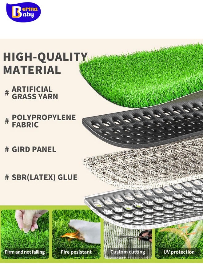 Berma Baby Realistic Artificial Grass Rug Indoor Outdoor, Dog Grass Mat with Drainage Holes and Replacement Artificial Grass Turf, Fake Grass for Garden Lawn Landscape Balcony Decoration, 2*4M,30 mm Thickness  - Image 4