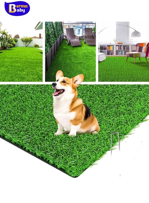 Realistic Artificial Grass Rug Indoor Outdoor, Dog Grass Mat with Drainage Holes and Replacement Artificial Grass Turf, Fake Grass for Garden Lawn Landscape Balcony Decoration, 2*4M,30 mm Thickness