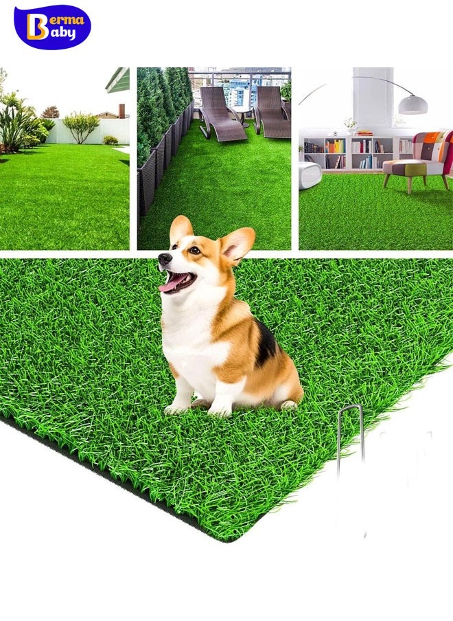 Berma Baby Realistic Artificial Grass Rug Indoor Outdoor, Dog Grass Mat with Drainage Holes and Replacement Artificial Grass Turf, Fake Grass for Garden Lawn Landscape Balcony Decoration, 2*4M,30 mm Thickness  - Image 1