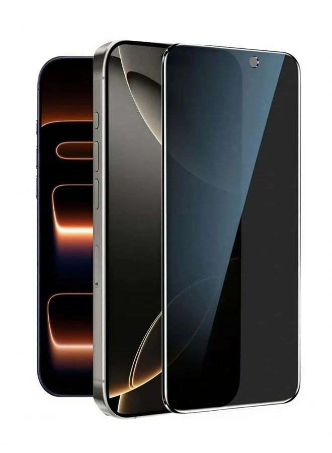Privacy glass screen protector for iPhone 17 Pro, full-screen coverage, Face ID compatible, 9H, fingerprint resistant, shatter resistant, easy to install - Image 1