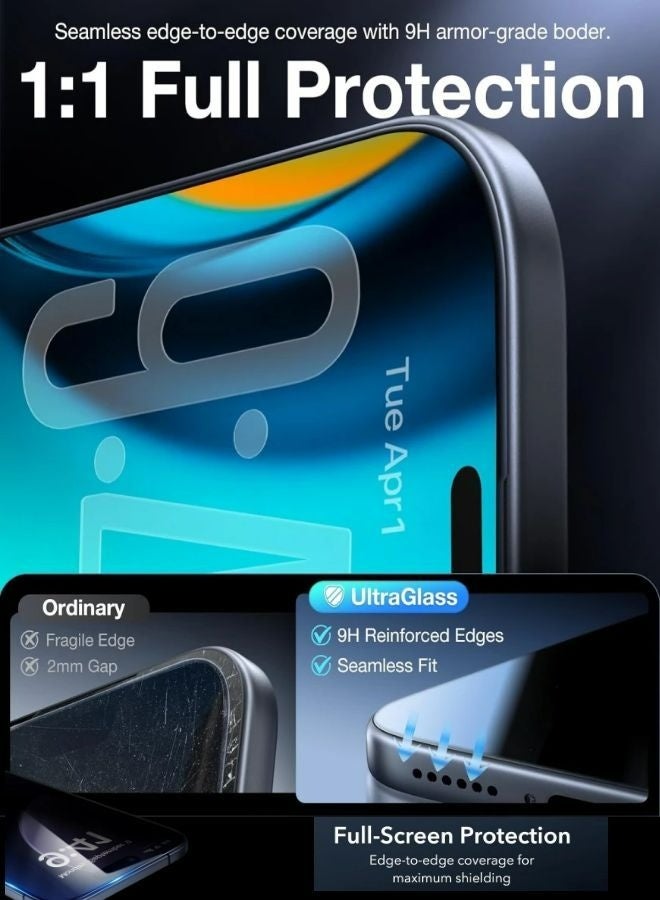 Privacy glass screen protector for iPhone 17 Pro, full-screen coverage, Face ID compatible, 9H, fingerprint resistant, shatter resistant, easy to install - Image 5