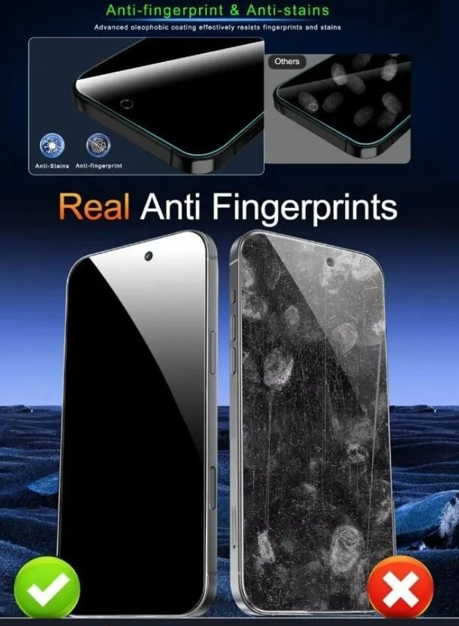 Privacy glass screen protector for iPhone 17 Pro, full-screen coverage, Face ID compatible, 9H, fingerprint resistant, shatter resistant, easy to install - Image 4