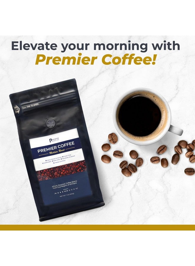 Premier Research Labs Organic Whole Roasted Coffee Beans - Medium Roast, From Guji Region of Ethiopia, Crafted for Optimal Health Benefits, Sweet & Fruity, Well-Balanced, Gluten Free - 1 Pound