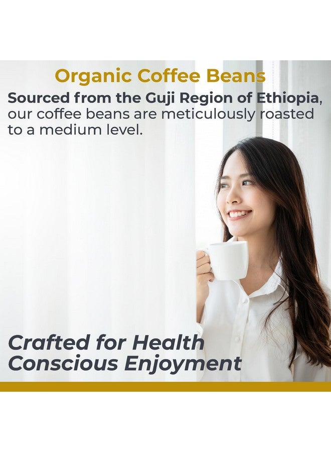Premier Research Labs Organic Whole Roasted Coffee Beans - Medium Roast, From Guji Region of Ethiopia, Crafted for Optimal Health Benefits, Sweet & Fruity, Well-Balanced, Gluten Free - 1 Pound