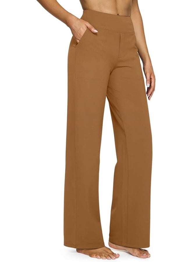 NIBEMINENT Yoga Pants Women Wide Leg Pants with Pockets High Waist Stretch Dress Casual Sweatpants Petite/Regular/Tall - Image 1