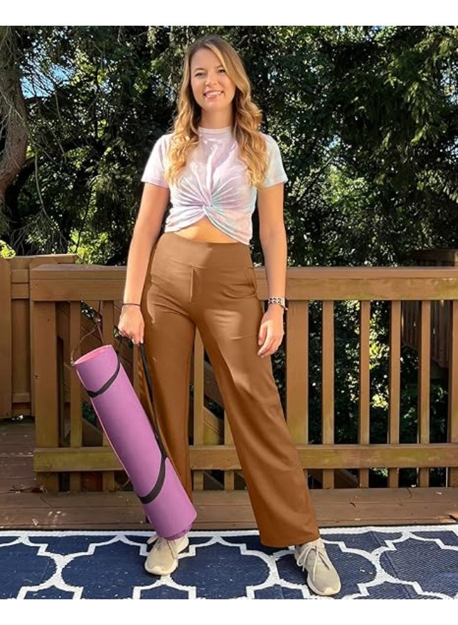 NIBEMINENT Yoga Pants Women Wide Leg Pants with Pockets High Waist Stretch Dress Casual Sweatpants Petite/Regular/Tall - Image 3