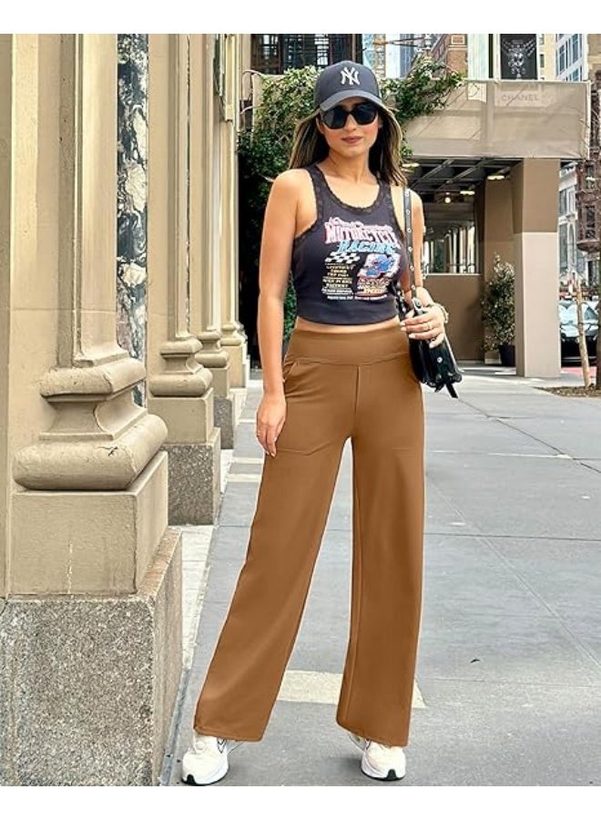 NIBEMINENT Yoga Pants Women Wide Leg Pants with Pockets High Waist Stretch Dress Casual Sweatpants Petite/Regular/Tall - Image 2