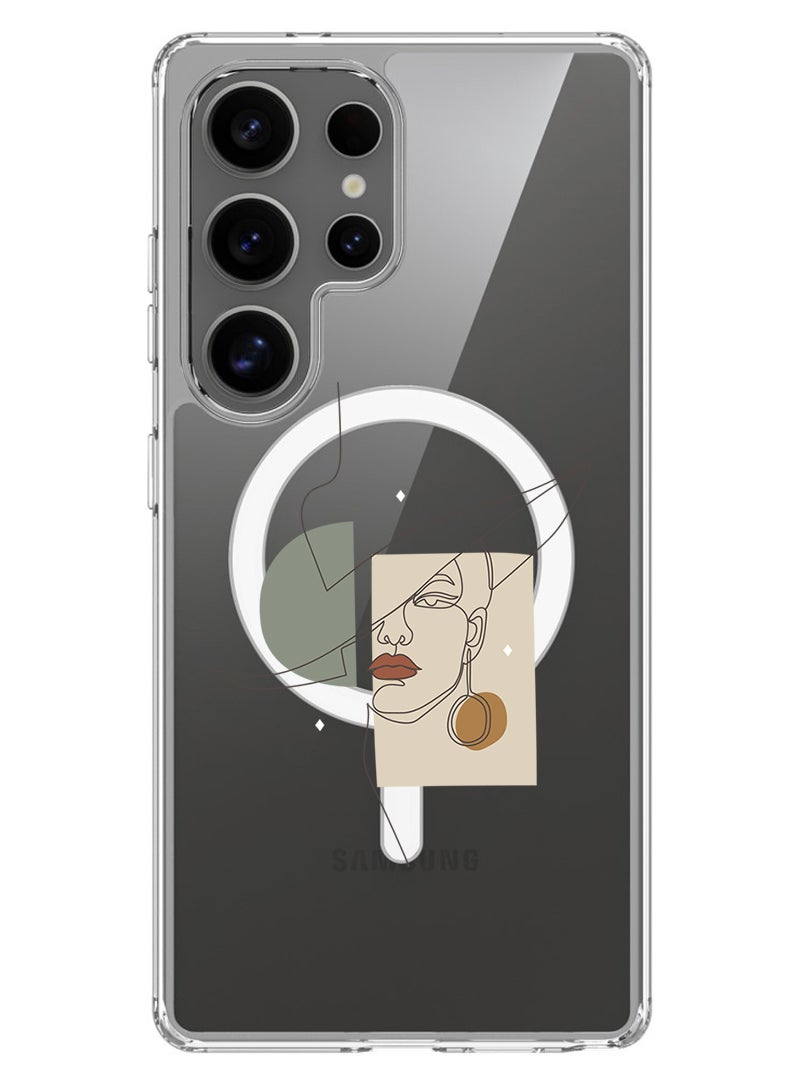 Theodor Magnetic Case for Samsung Galaxy S25 Ultra 6.9-inch Compatible with MagSafe Wireless Charging, Shockproof Phone Bumper Cover Women in Style - White - Image 1