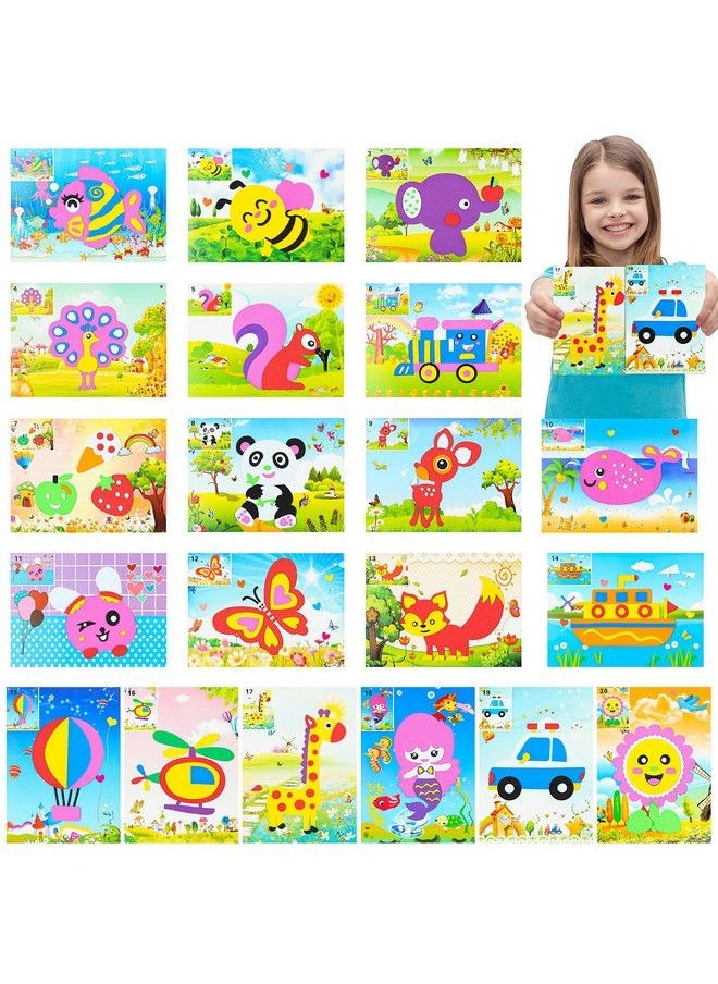 MALLMALL6 - 20Pcs Mosaic Sticker Art Kits For Kids Diy Mosaic Foam Stickers Art Crafts 3D Puzzle Drawing Stickers Craft Activities Early Learning Games Handmade Art Kit For Preschool Toddlers Boys Girl - Image 1