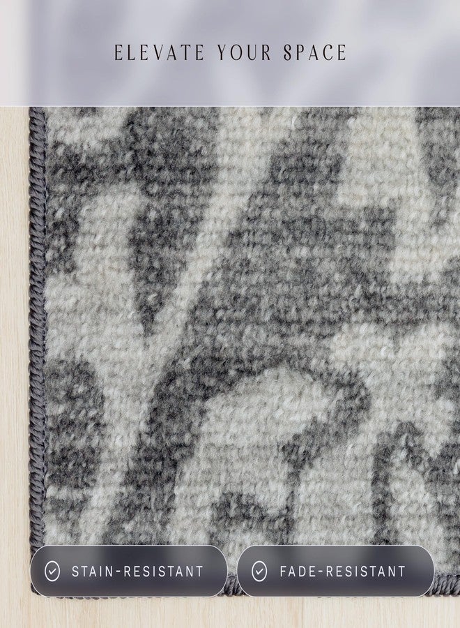 Maples Rugs Exeter Floral Runner Rug - Made in USA - Washable, Non Slip Indoor Carpet for Hallway, Kitchen, and Laundry Room, 2' x 6', Grey - Image 4